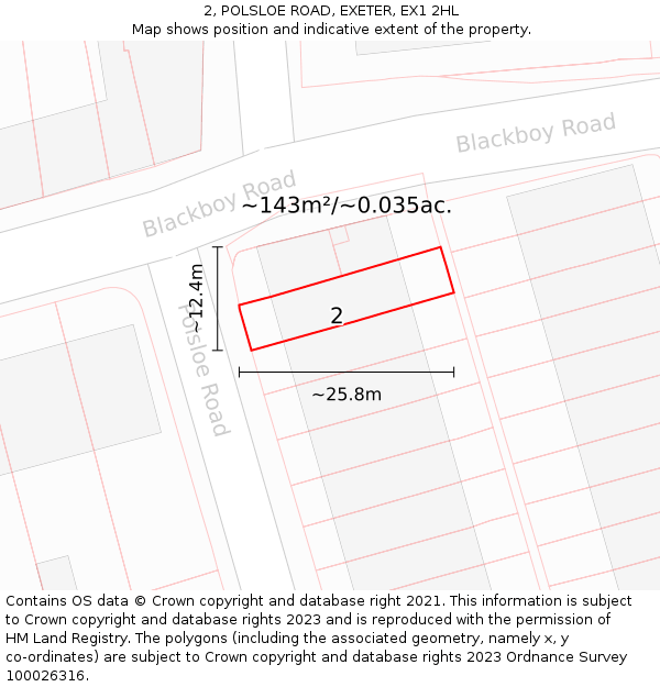 2, POLSLOE ROAD, EXETER, EX1 2HL: Plot and title map