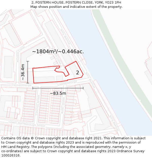 2, POSTERN HOUSE, POSTERN CLOSE, YORK, YO23 1PH: Plot and title map