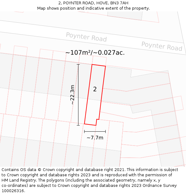 2, POYNTER ROAD, HOVE, BN3 7AH: Plot and title map