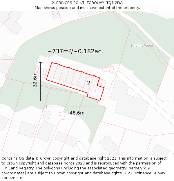 2, PRINCES POINT, TORQUAY, TQ1 2DA: Plot and title map