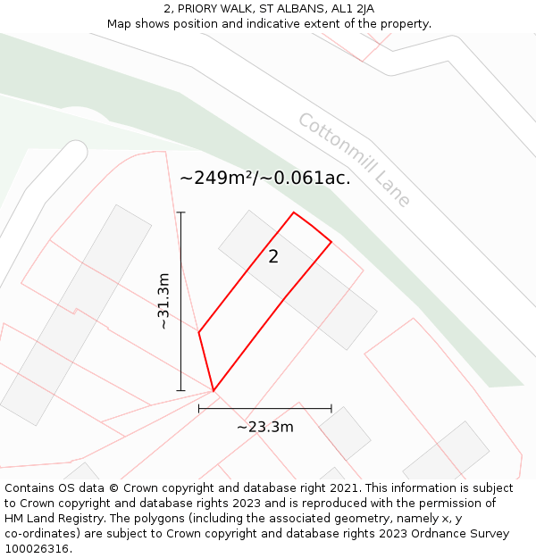 2, PRIORY WALK, ST ALBANS, AL1 2JA: Plot and title map
