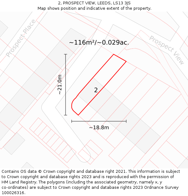 2, PROSPECT VIEW, LEEDS, LS13 3JS: Plot and title map