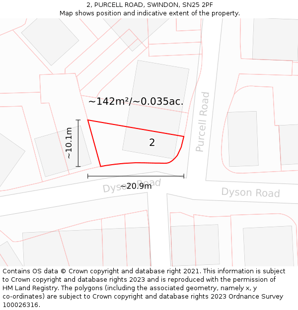 2, PURCELL ROAD, SWINDON, SN25 2PF: Plot and title map