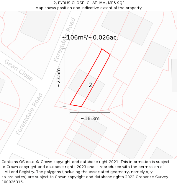 2, PYRUS CLOSE, CHATHAM, ME5 9QF: Plot and title map