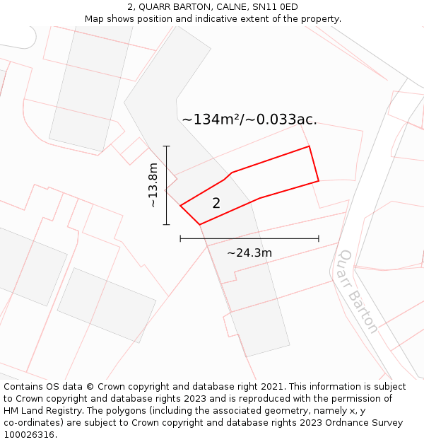 2, QUARR BARTON, CALNE, SN11 0ED: Plot and title map