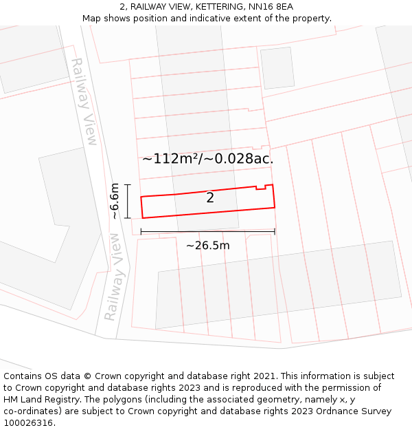 2, RAILWAY VIEW, KETTERING, NN16 8EA: Plot and title map