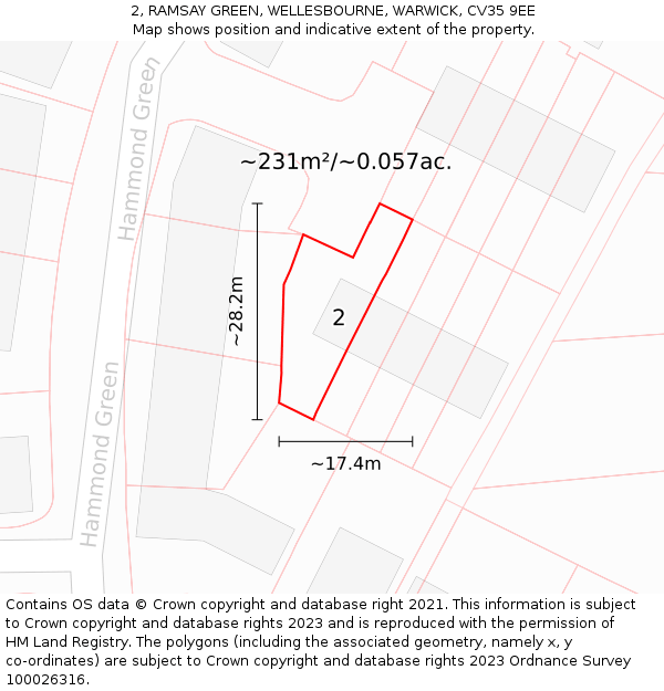 2, RAMSAY GREEN, WELLESBOURNE, WARWICK, CV35 9EE: Plot and title map