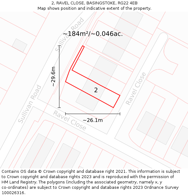 2, RAVEL CLOSE, BASINGSTOKE, RG22 4EB: Plot and title map