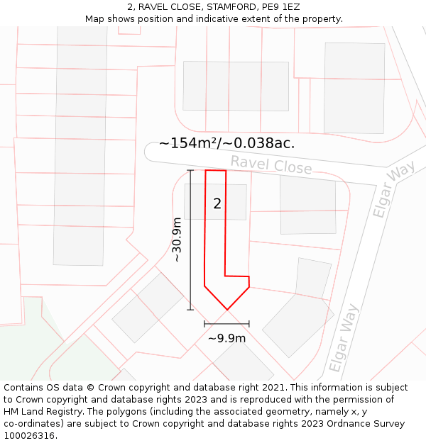 2, RAVEL CLOSE, STAMFORD, PE9 1EZ: Plot and title map