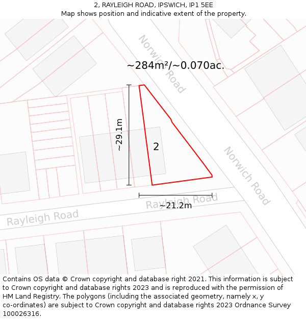 2, RAYLEIGH ROAD, IPSWICH, IP1 5EE: Plot and title map
