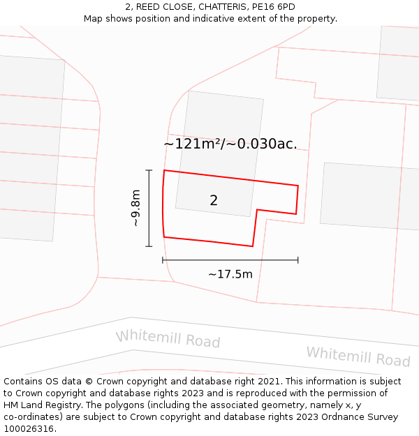 2, REED CLOSE, CHATTERIS, PE16 6PD: Plot and title map