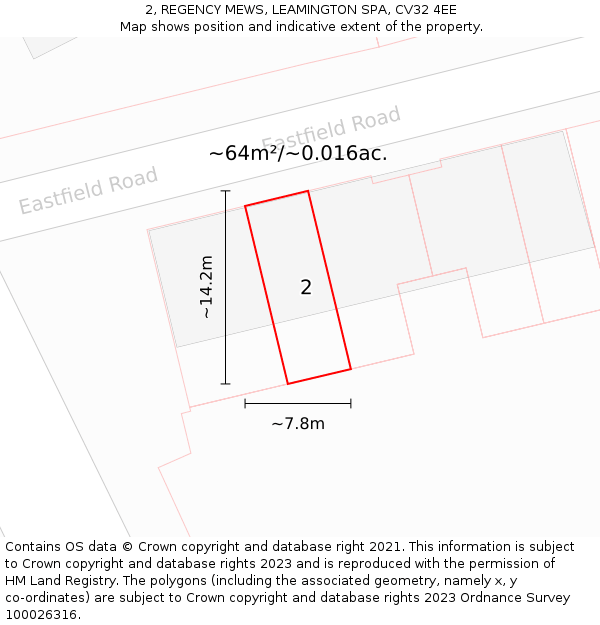 2, REGENCY MEWS, LEAMINGTON SPA, CV32 4EE: Plot and title map
