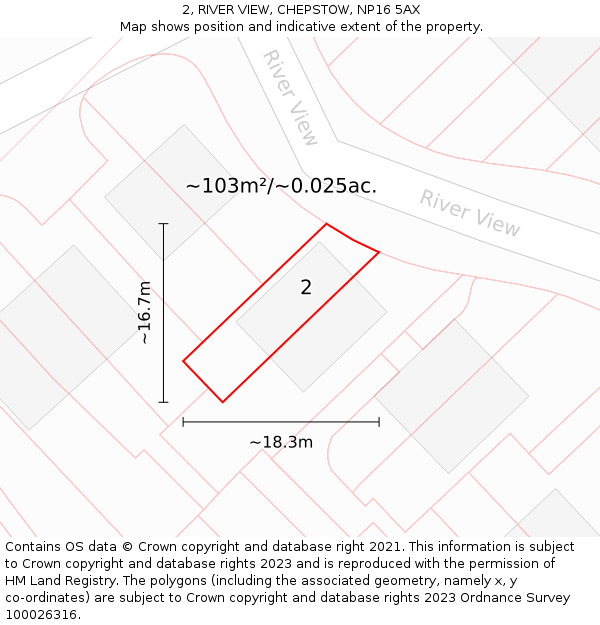 2, RIVER VIEW, CHEPSTOW, NP16 5AX: Plot and title map