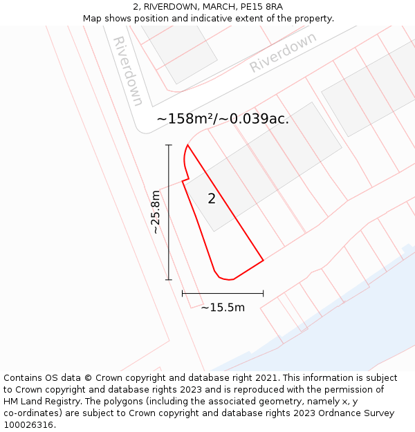 2, RIVERDOWN, MARCH, PE15 8RA: Plot and title map
