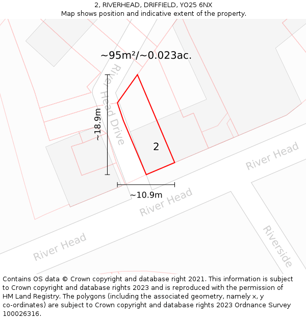 2, RIVERHEAD, DRIFFIELD, YO25 6NX: Plot and title map