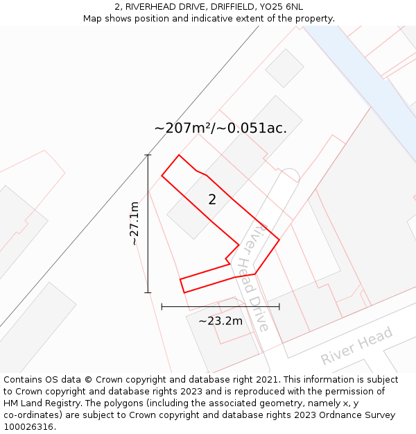 2, RIVERHEAD DRIVE, DRIFFIELD, YO25 6NL: Plot and title map