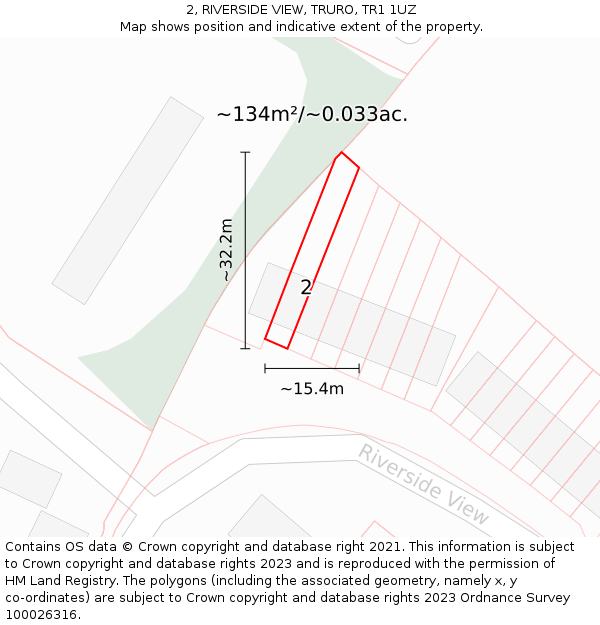 2, RIVERSIDE VIEW, TRURO, TR1 1UZ: Plot and title map