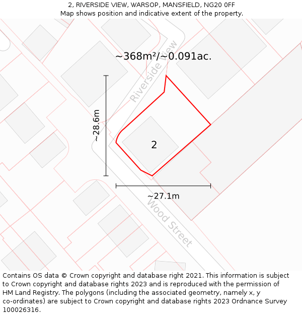 2, RIVERSIDE VIEW, WARSOP, MANSFIELD, NG20 0FF: Plot and title map