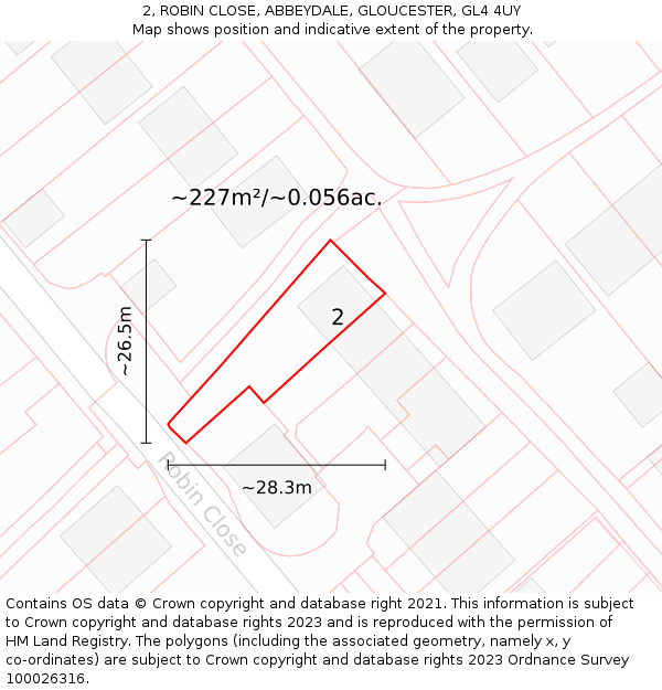 2, ROBIN CLOSE, ABBEYDALE, GLOUCESTER, GL4 4UY: Plot and title map