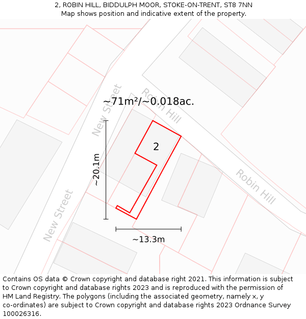 2, ROBIN HILL, BIDDULPH MOOR, STOKE-ON-TRENT, ST8 7NN: Plot and title map