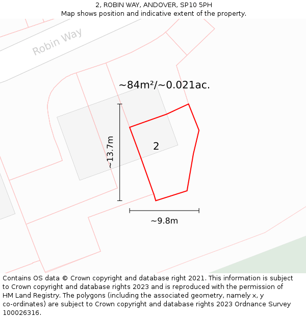 2, ROBIN WAY, ANDOVER, SP10 5PH: Plot and title map