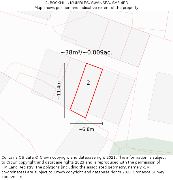 2, ROCKHILL, MUMBLES, SWANSEA, SA3 4ED: Plot and title map