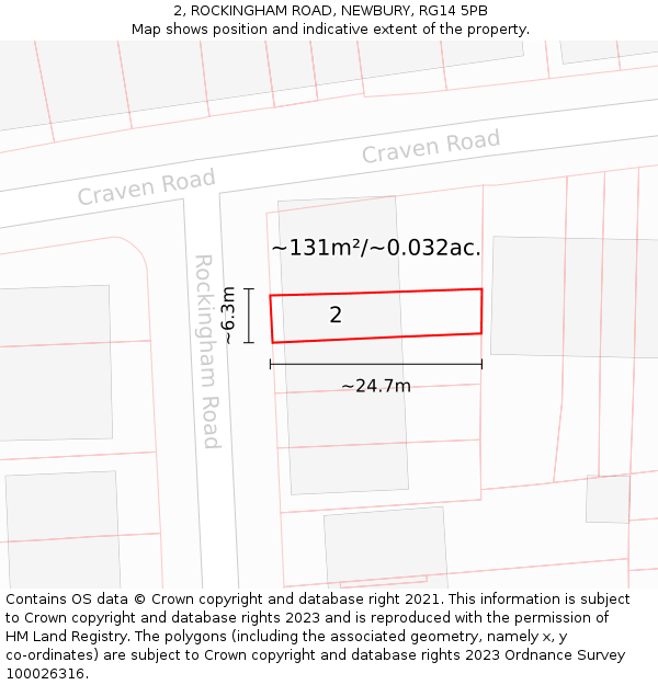 2, ROCKINGHAM ROAD, NEWBURY, RG14 5PB: Plot and title map