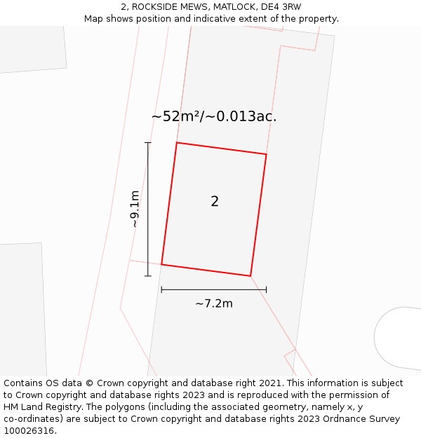 2, ROCKSIDE MEWS, MATLOCK, DE4 3RW: Plot and title map