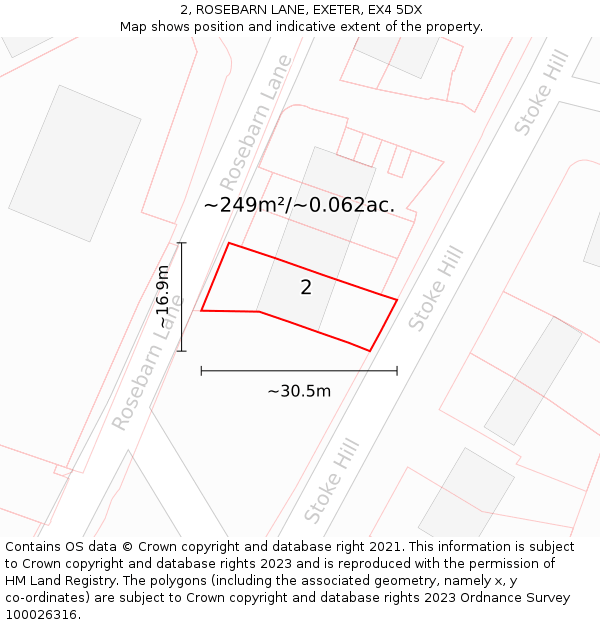 2, ROSEBARN LANE, EXETER, EX4 5DX: Plot and title map