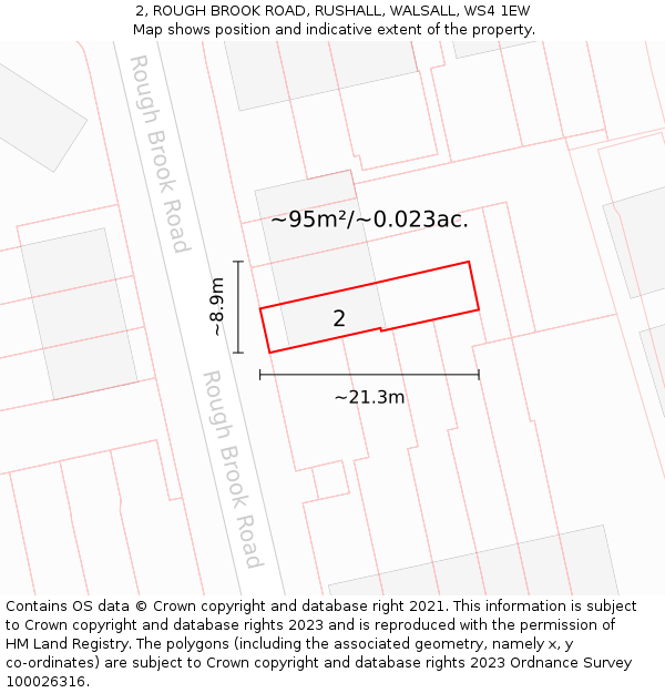 2, ROUGH BROOK ROAD, RUSHALL, WALSALL, WS4 1EW: Plot and title map