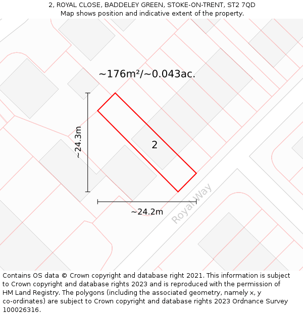 2, ROYAL CLOSE, BADDELEY GREEN, STOKE-ON-TRENT, ST2 7QD: Plot and title map