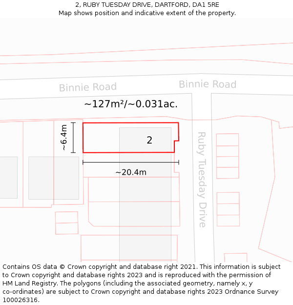 2, RUBY TUESDAY DRIVE, DARTFORD, DA1 5RE: Plot and title map