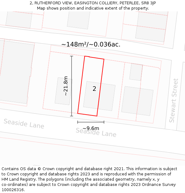 2, RUTHERFORD VIEW, EASINGTON COLLIERY, PETERLEE, SR8 3JP: Plot and title map