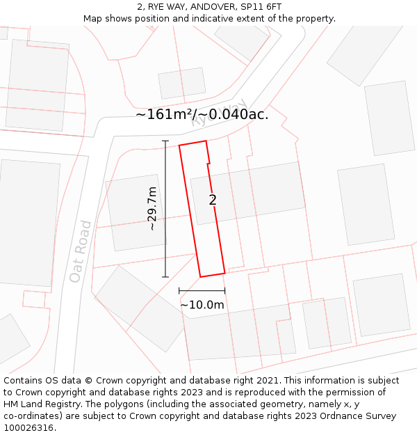 2, RYE WAY, ANDOVER, SP11 6FT: Plot and title map