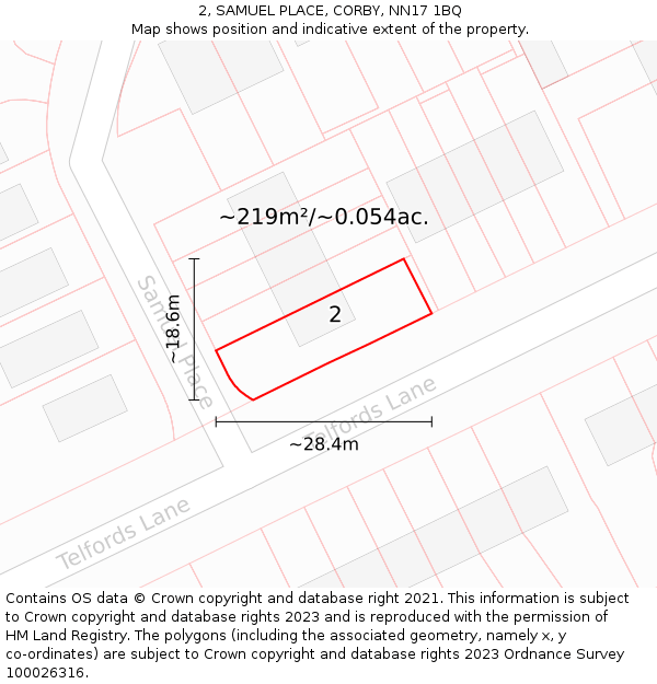 2, SAMUEL PLACE, CORBY, NN17 1BQ: Plot and title map