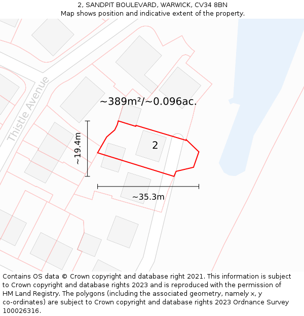 2, SANDPIT BOULEVARD, WARWICK, CV34 8BN: Plot and title map