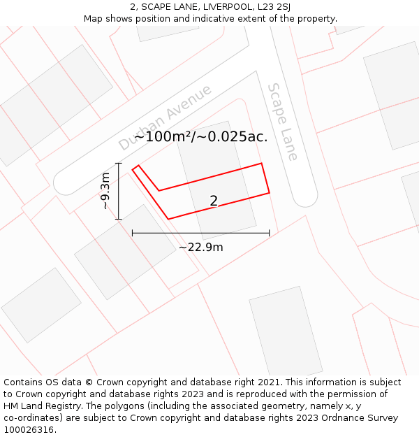 2, SCAPE LANE, LIVERPOOL, L23 2SJ: Plot and title map