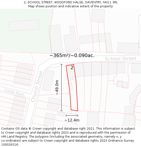 2, SCHOOL STREET, WOODFORD HALSE, DAVENTRY, NN11 3RL: Plot and title map