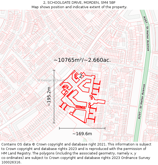 2, SCHOOLGATE DRIVE, MORDEN, SM4 5BF: Plot and title map