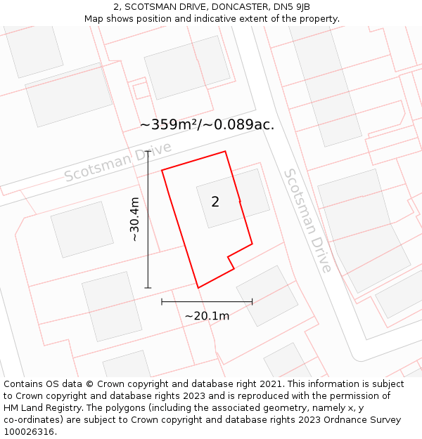 2, SCOTSMAN DRIVE, DONCASTER, DN5 9JB: Plot and title map