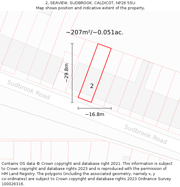 2, SEAVIEW, SUDBROOK, CALDICOT, NP26 5SU: Plot and title map