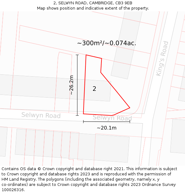 2, SELWYN ROAD, CAMBRIDGE, CB3 9EB: Plot and title map