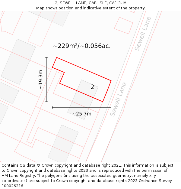 2, SEWELL LANE, CARLISLE, CA1 3UA: Plot and title map