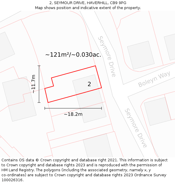 2, SEYMOUR DRIVE, HAVERHILL, CB9 9PG: Plot and title map