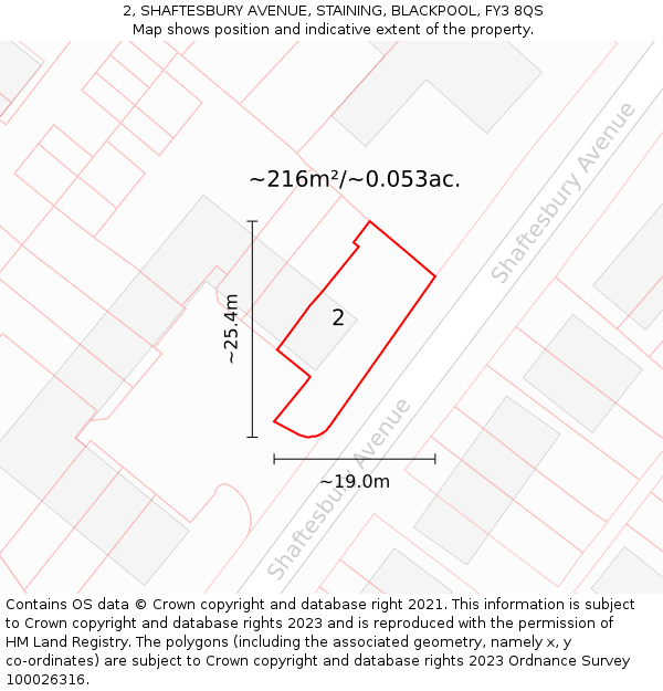 2, SHAFTESBURY AVENUE, STAINING, BLACKPOOL, FY3 8QS: Plot and title map