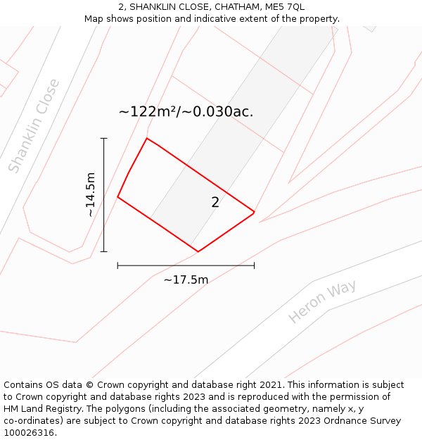 2, SHANKLIN CLOSE, CHATHAM, ME5 7QL: Plot and title map