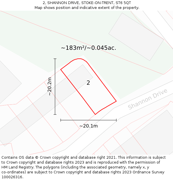 2, SHANNON DRIVE, STOKE-ON-TRENT, ST6 5QT: Plot and title map