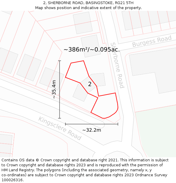 2, SHERBORNE ROAD, BASINGSTOKE, RG21 5TH: Plot and title map