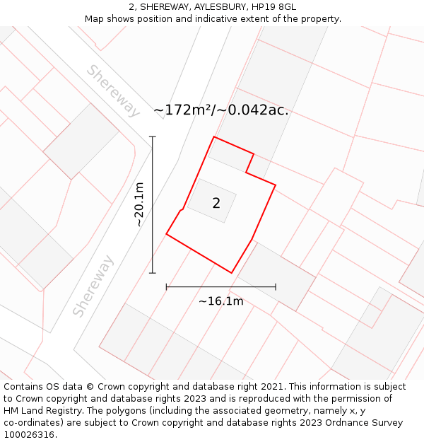 2, SHEREWAY, AYLESBURY, HP19 8GL: Plot and title map