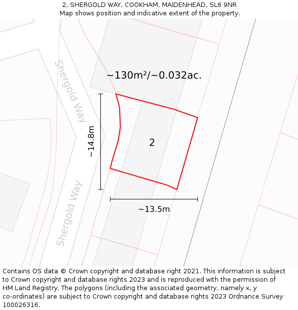 2, SHERGOLD WAY, COOKHAM, MAIDENHEAD, SL6 9NR: Plot and title map